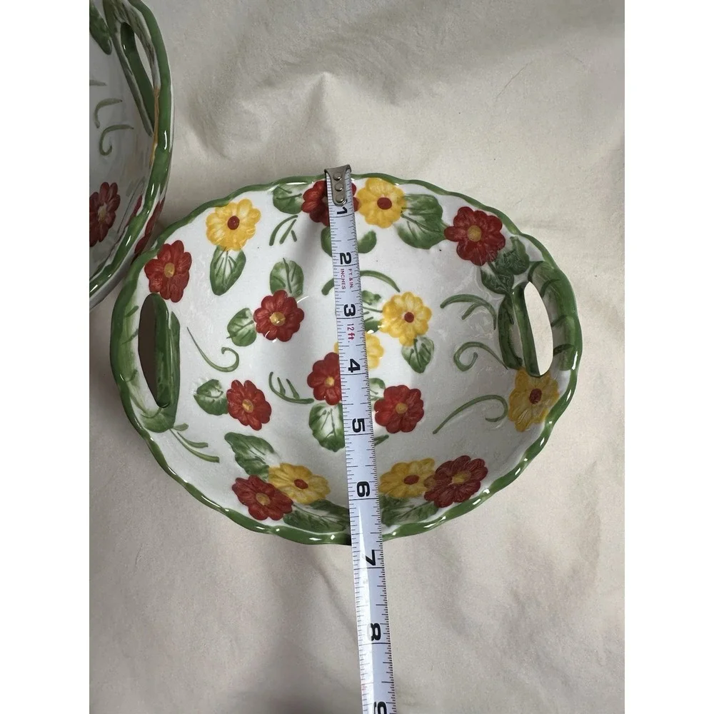 Temp-tations by Tara Floral Embroidery‎ Handled Nesting Serving Bowls Set of 2